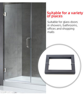 Матовая черная квадратная стеклянная дверная ручка для душа SS304