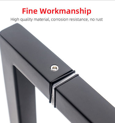 Матовая черная квадратная стеклянная дверная ручка для душа SS304