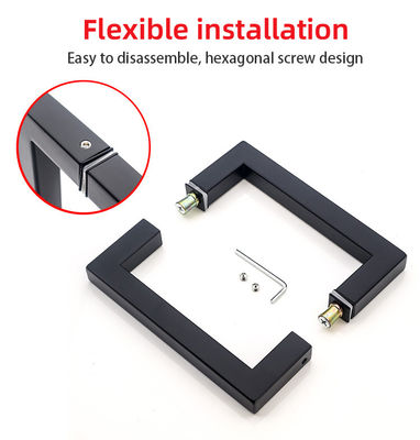 Матовая черная квадратная стеклянная дверная ручка для душа SS304