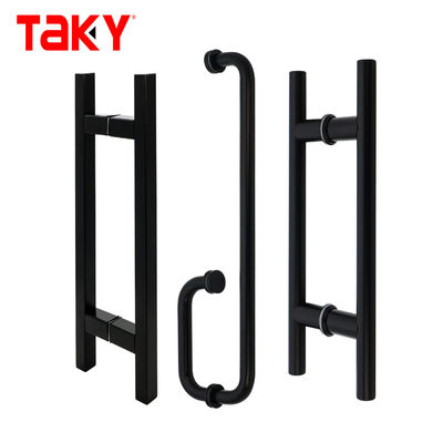 Хорошая цена Ручки двери окна 304 нержавеющей стали Мат черный цвет квадратная трубка стеклянная ручка двери онлайн