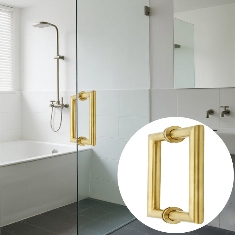 Металлическая круглая трубка квадратная Главная стеклянная дверь Золотая ручка