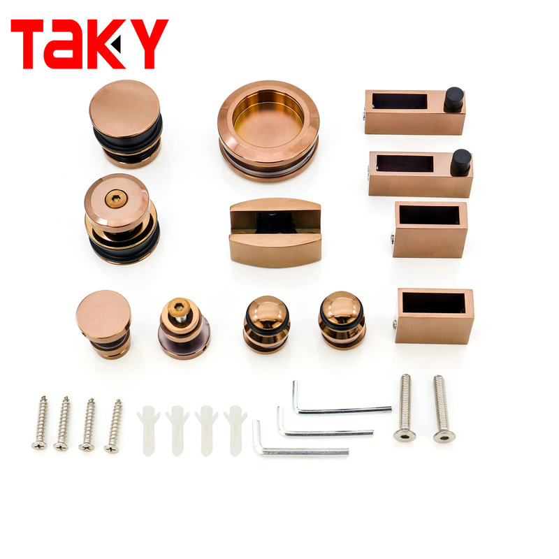 Rose Gold Stainless Steel 304 Sliding Door System Glass Door Hardware Kit