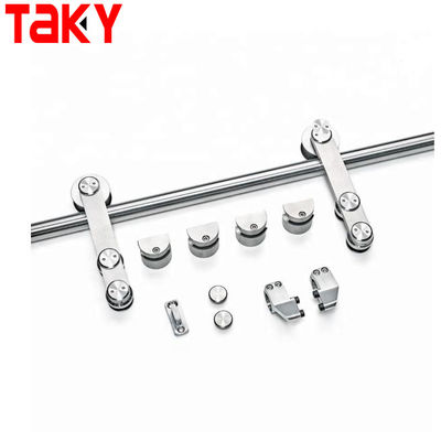 Хорошая цена Бесрамочный стеклянный душевой зал Rolling Barn Sliding Door Track Hardware Kit с акриловой подножкой онлайн