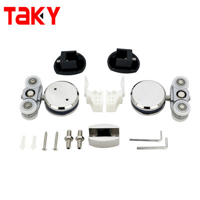 Хорошая цена Silver Plated Mirror Finish Sliding Shower Door Top Track Fittings Glass Slding Door Hardware онлайн