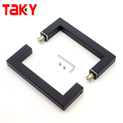 Хорошая цена Modern Style Stainless Steel Glass Door Handle Matte Black square Door Pull Handle Shower Handle онлайн