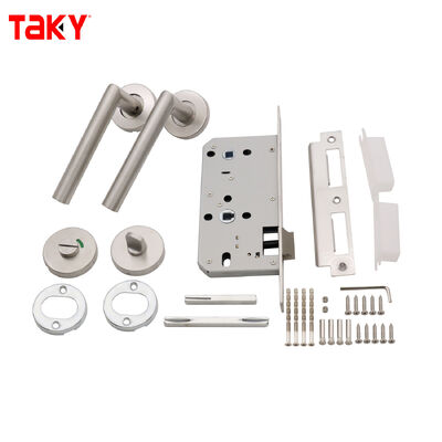 Хорошая цена Ручка для душевой двери из сатинированного никеля с трубчатым замком из нержавеющей стали 304 и замком C-Level онлайн